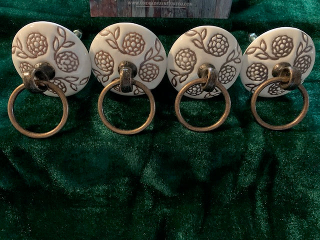 CLARICE - LARGE FLORAL LOOP CERAMIC DRAWER PULLS - UNDEAD HARDWARE