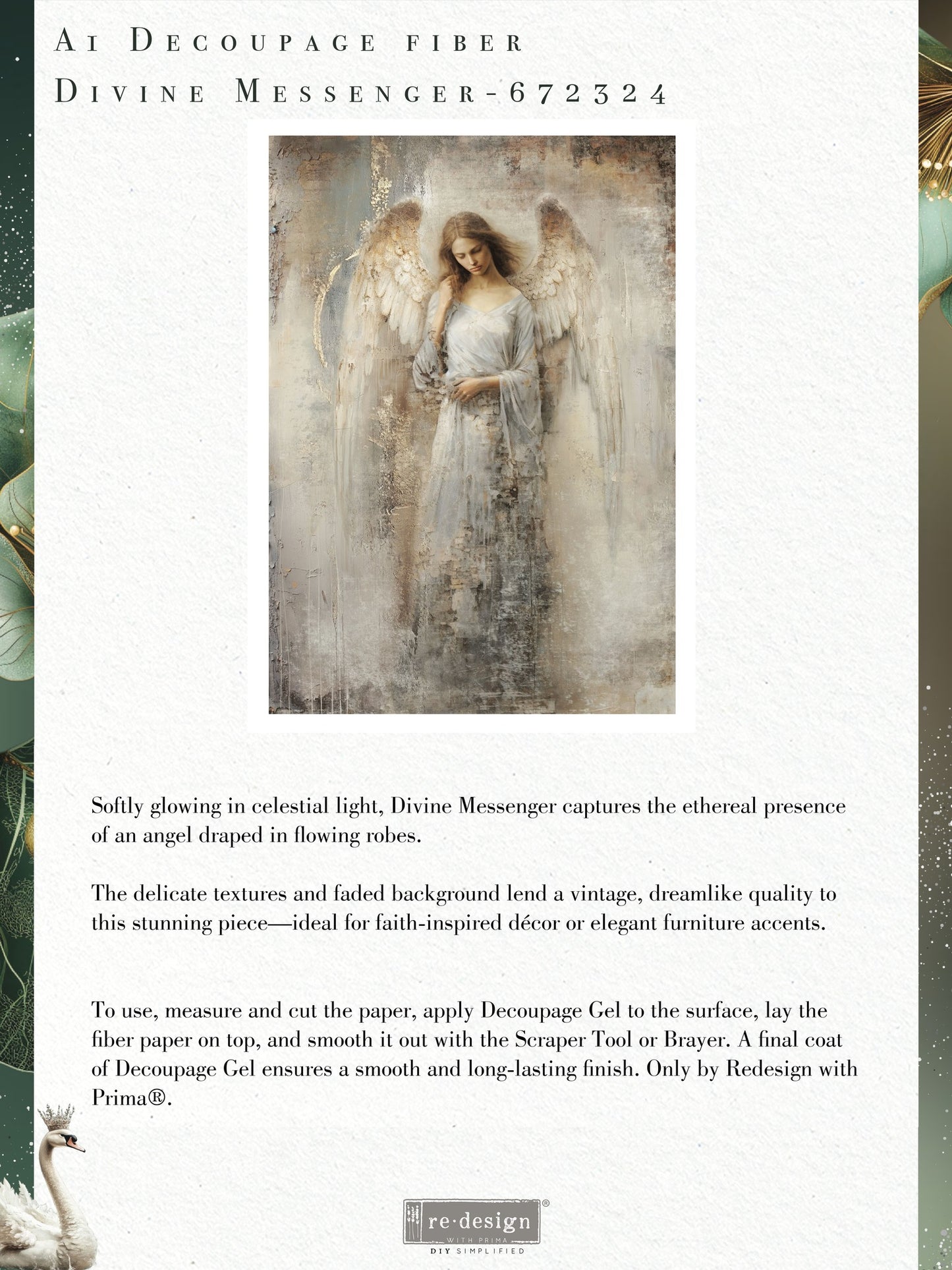 DIVINE MESSENGER - REDESIGN WITH PRIMA - A1 DECOUPAGE FIBER PAPER