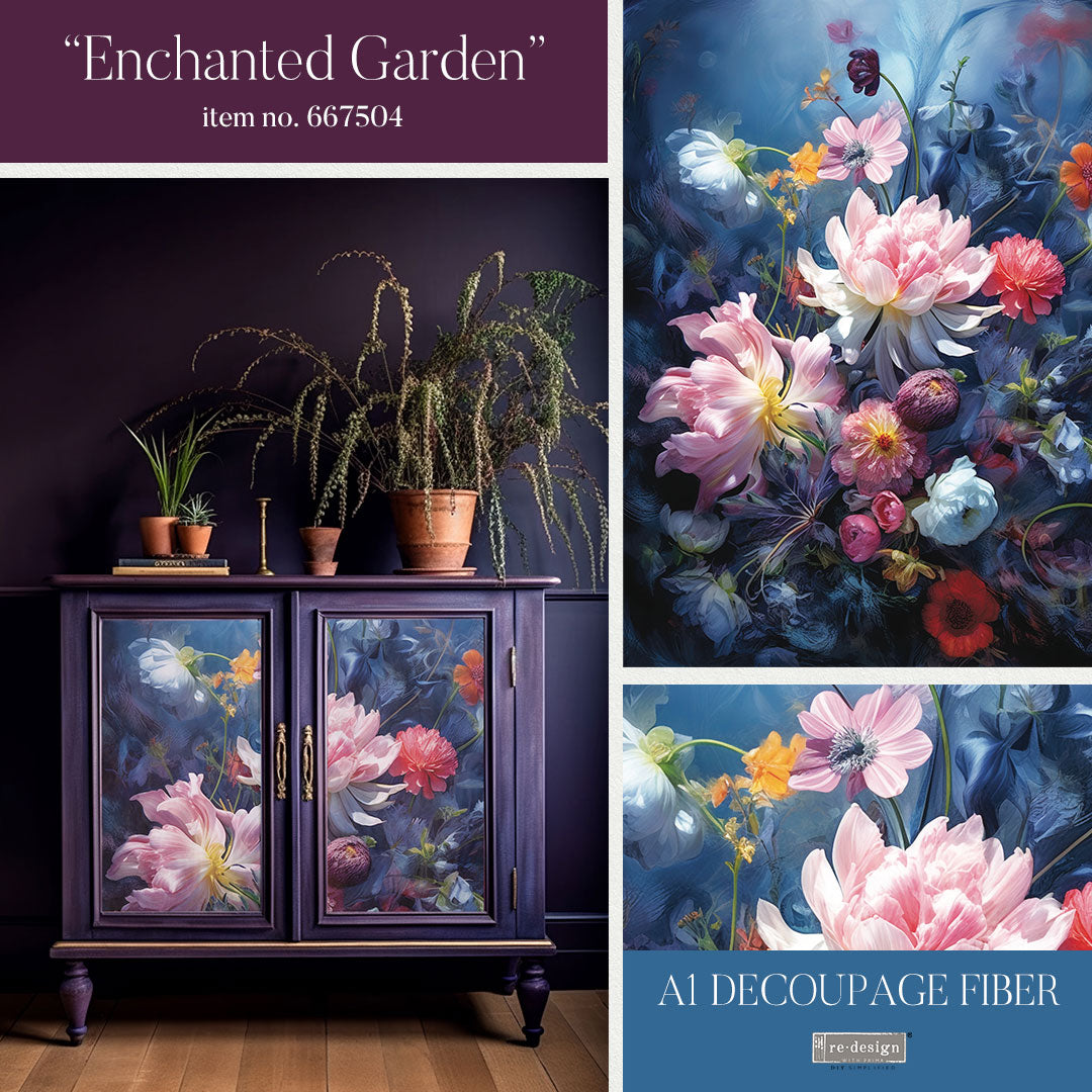 ENCHANTED GARDEN -A1 DECOUPAGE FIBER PAPER - REDESIGN DECOUPAGE IMAGE - A1 - 23.4" X 33.1"