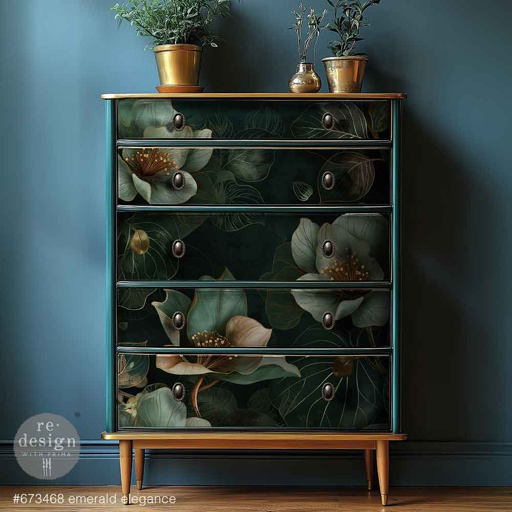 EMERALD ELEGANCE - REDESIGN WITH PRIMA - A1 DECOUPAGE FIBER PAPER