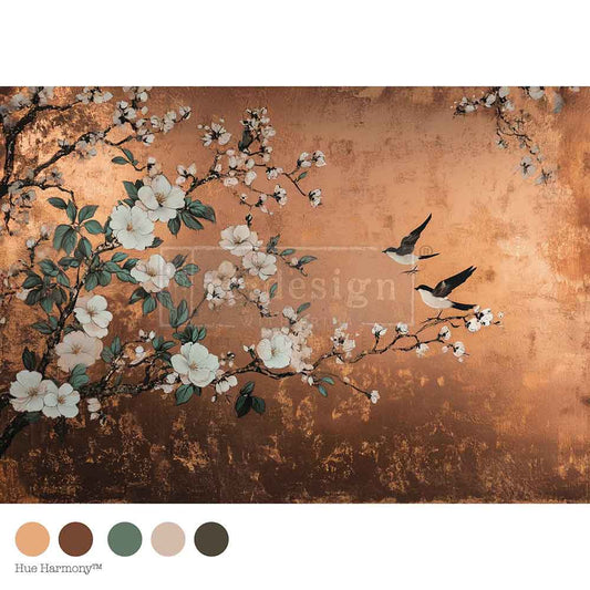 FEATHERS IN THE GLOW - A1 Decoupage Fiber – 1 sheet, 23.4″x33.1″