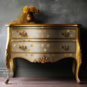 FLEUR DE LIS – TOTAL SHEET SIZE 18″X24″, CUT INTO 2 SHEETS - GOLD TRANSFER