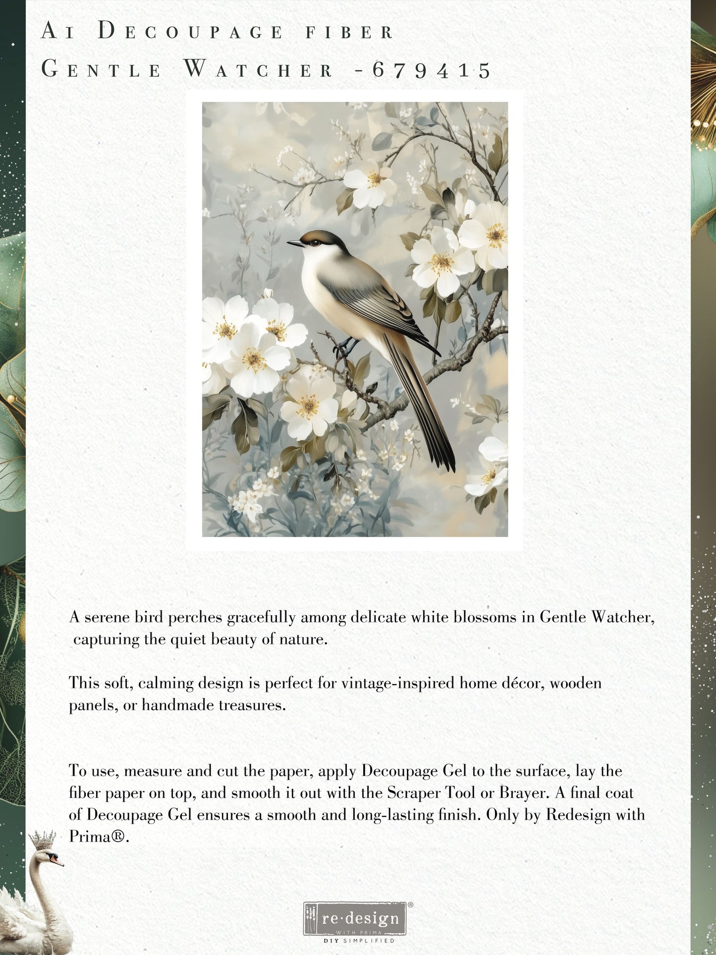 GENTLE WATCHER - REDESIGN WITH PRIMA - A1 DECOUPAGE FIBER PAPER