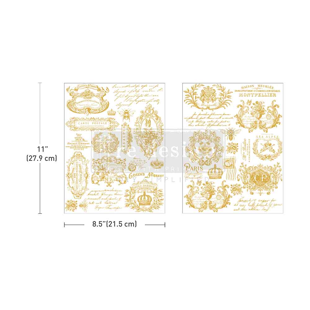 GILDED MEMORIES - H2O Transfers Gold – 2 sheets, 8.5″x11″