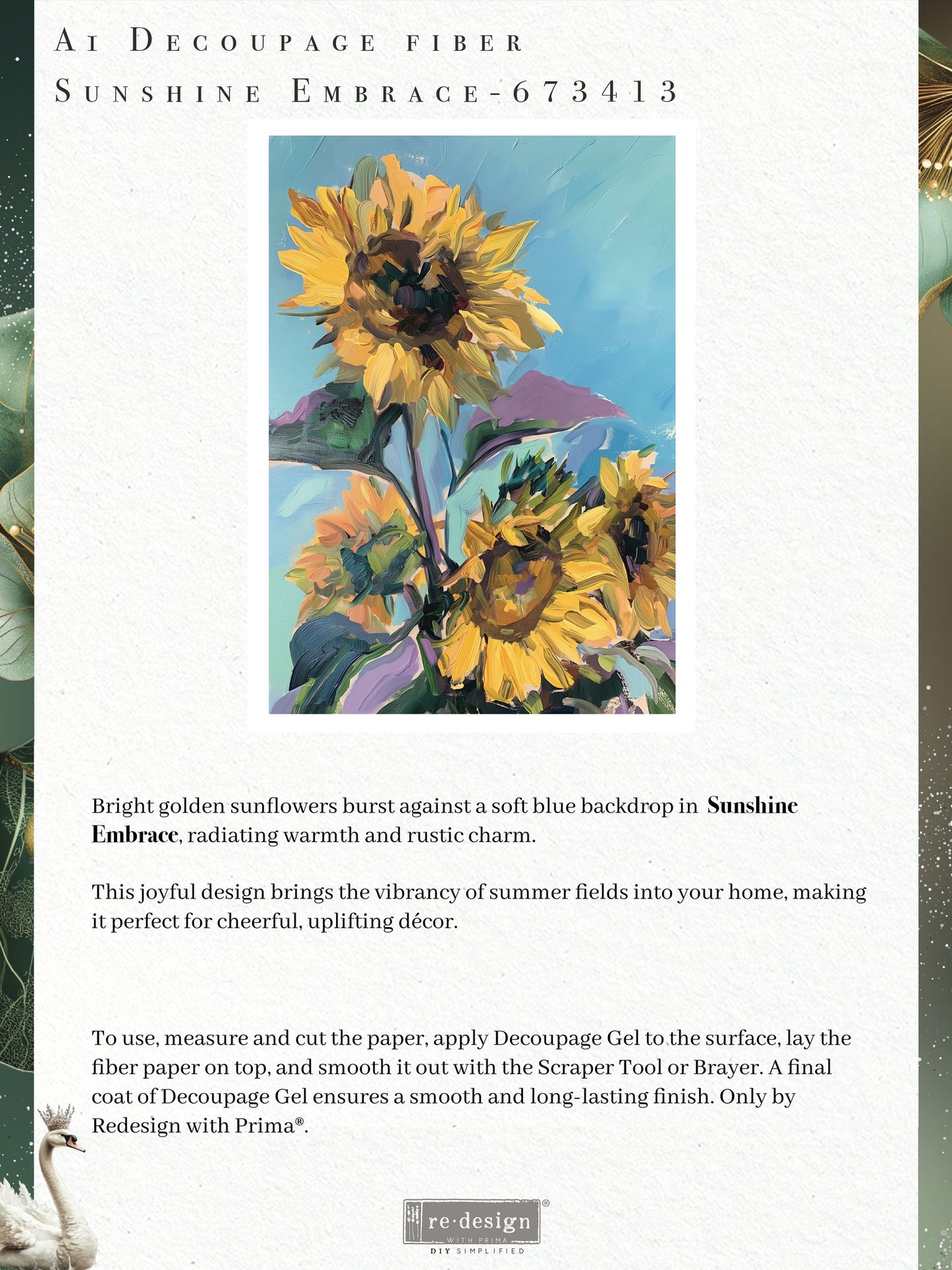 SUNSHINE EMBRACE - REDESIGN WITH PRIMA - A1 DECOUPAGE FIBER PAPER