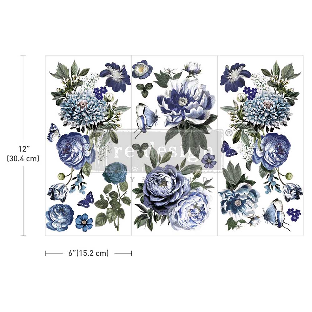 INDIGO PETALS - SMALL TRANSFERS – 3 SHEETS, 6″x12″