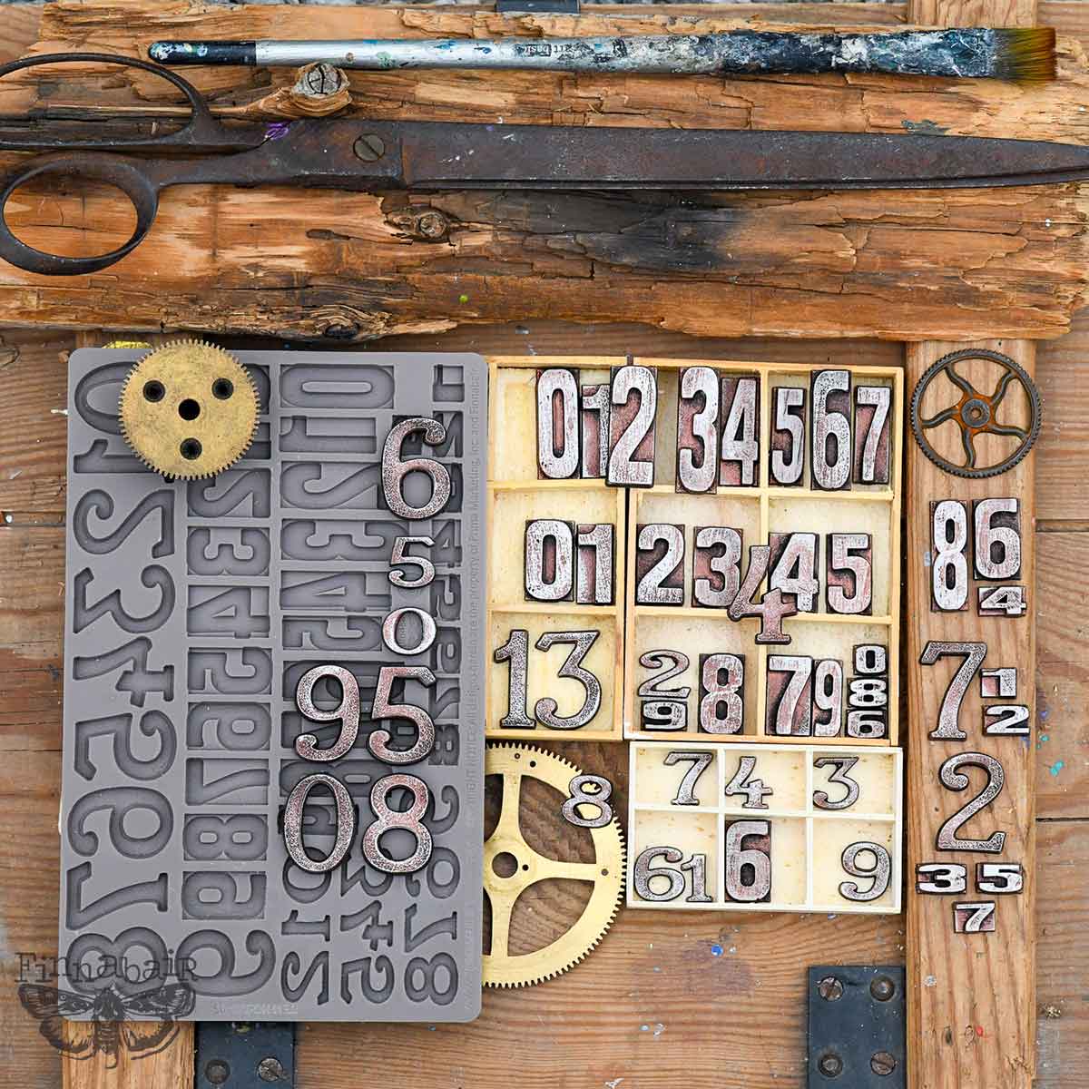 LETTERPRESS NUMBERS - FINNABAIR DECOR MOULDS - 1 PC , 5" BY 8" BY 8mm