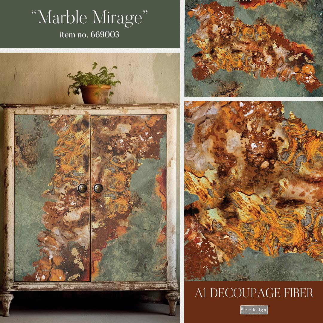MARBLE MIRAGE - A1 DECOUPAGE FIBER PAPER - REDESIGN DECOUPAGE IMAGE - A1 - 23.4" X 33.1"