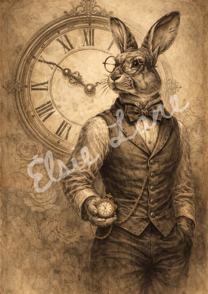 MR RABBIT , IF YOU PLEASE - Elsie Lane Decoupage Paper - 18lb Tissue Paper - 21" by 29"