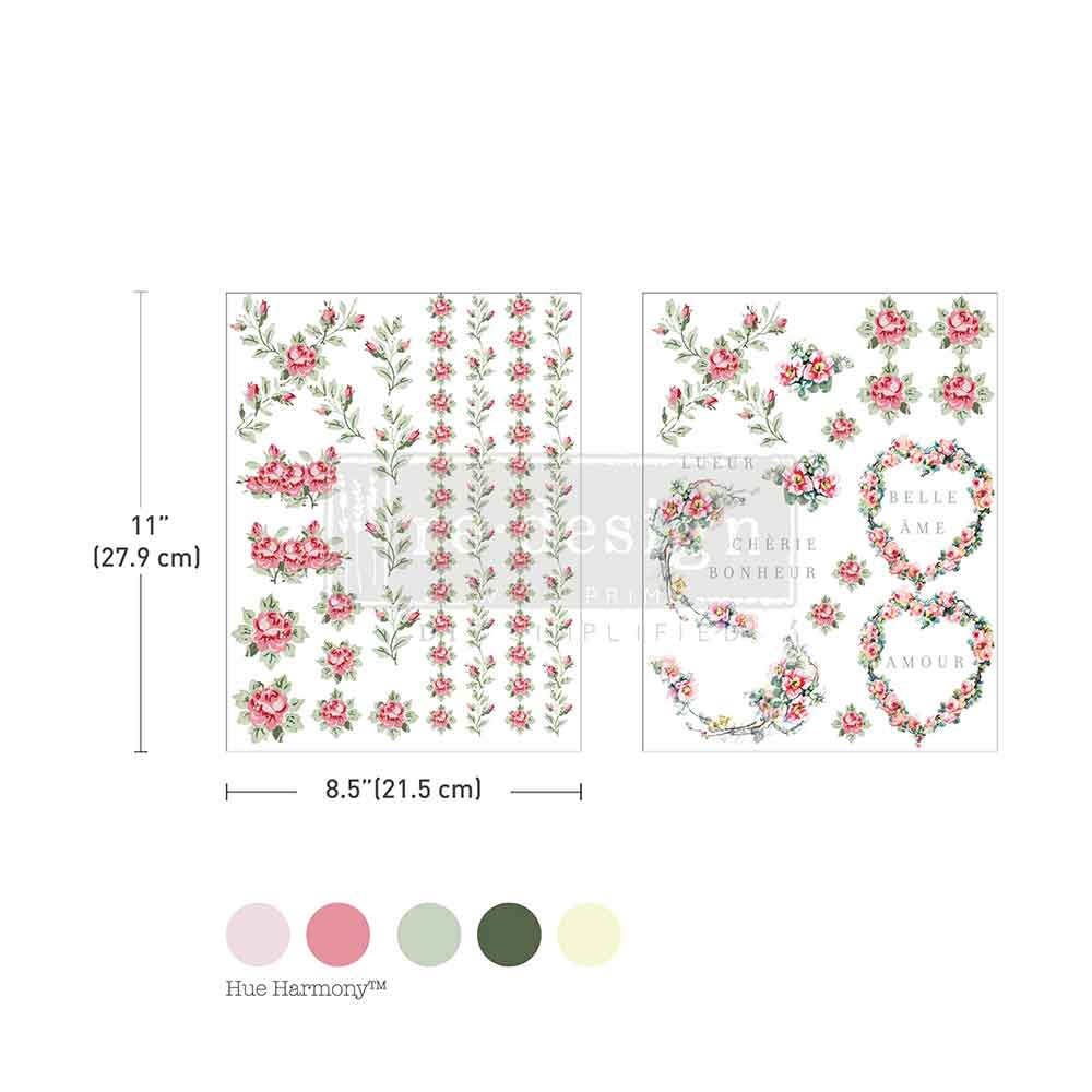 NOSTALGIC BLOOMS - H2O Transfers – 2 sheets, 8.5″x11″