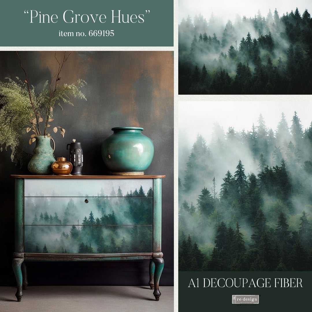 PINE GROVE HUES - A1 DECOUPAGE FIBER PAPER - REDESIGN DECOUPAGE IMAGE - A1 - 23.4" X 33.1"