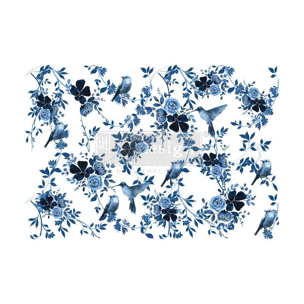 PRETTY IN BLUE - DECOR TRANSFERS ® – total sheet size 24″x35″, cut into 2 sheets