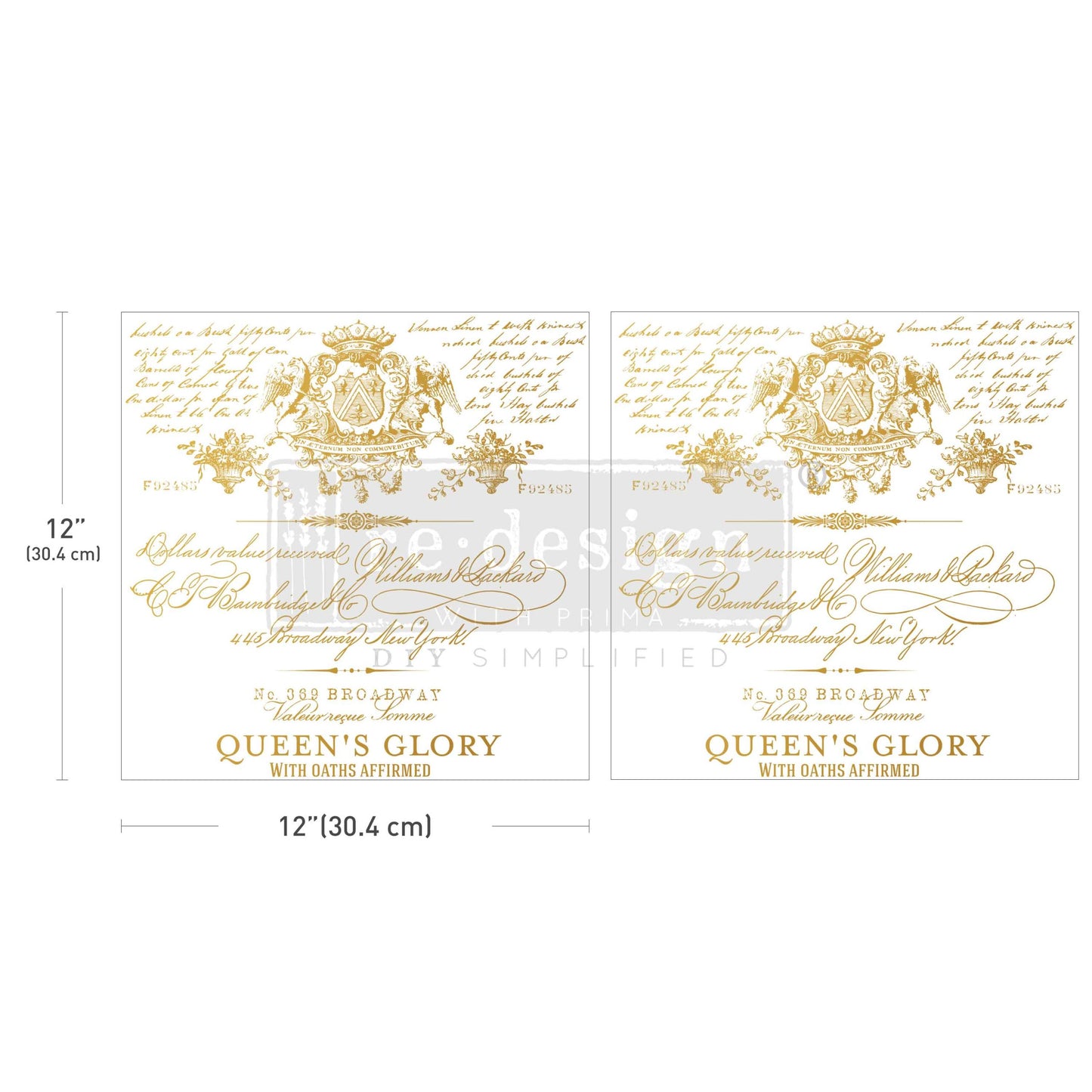 QUEEN'S GLORY - MAXI TRANSFERS® - – 2 sheets, 12″x12″