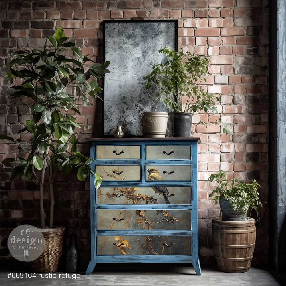 RUSTIC REFUGE - A1 DECOUPAGE FIBER PAPER - REDESIGN DECOUPAGE IMAGE - A1 - 23.4" X 33.1"