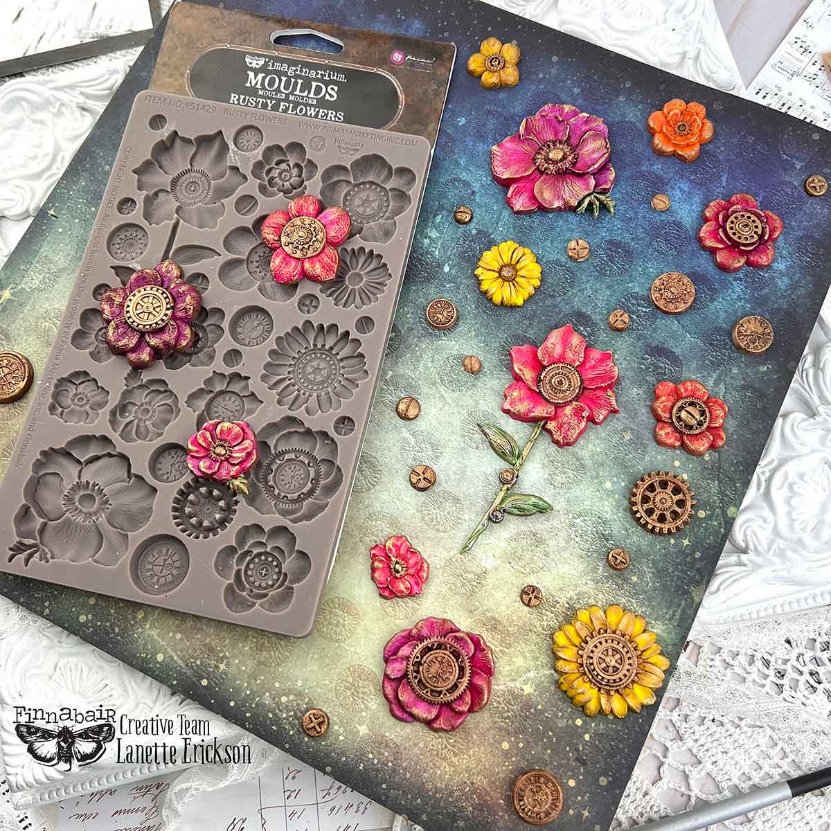 RUSTY FLOWERS - FINNABAIR DECOR MOULDS - 1 pc, 5" x8" x8mm