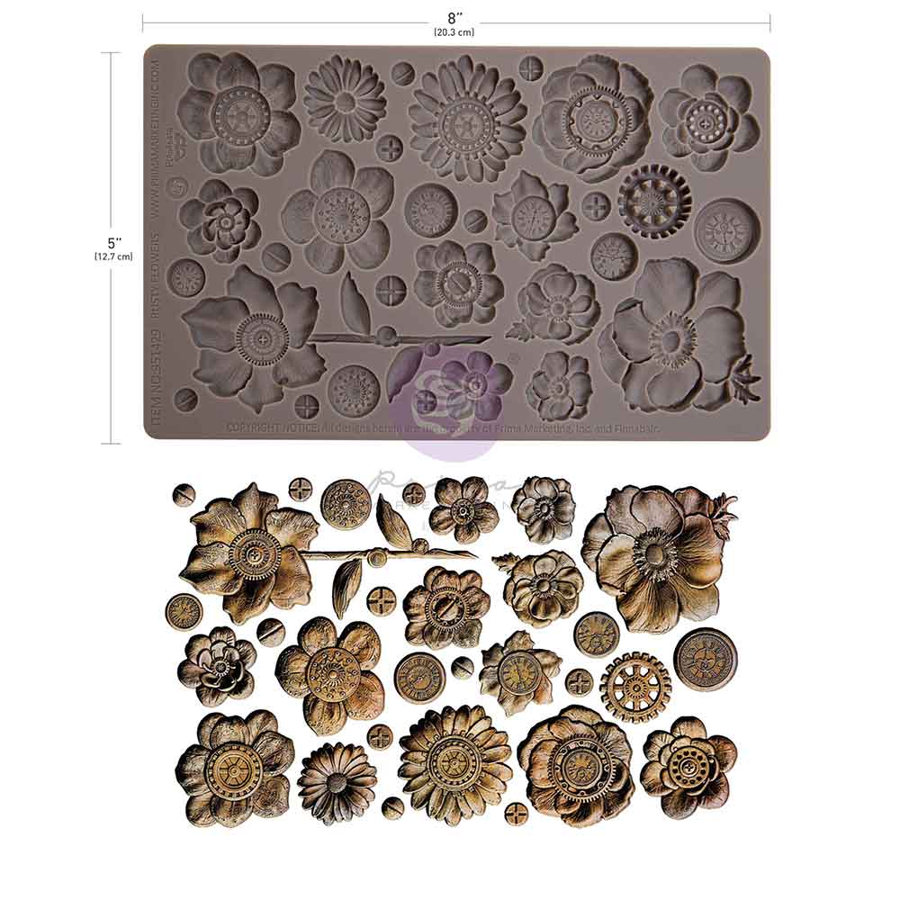 RUSTY FLOWERS - FINNABAIR DECOR MOULDS - 1 pc, 5" x8" x8mm