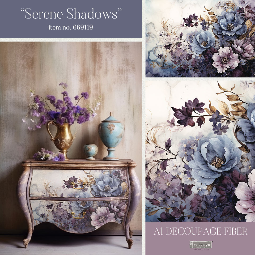 SERENE SHADOWS - A1 DECOUPAGE FIBER PAPER - REDESIGN DECOUPAGE IMAGE - A1 - 23.4" X 33.1"