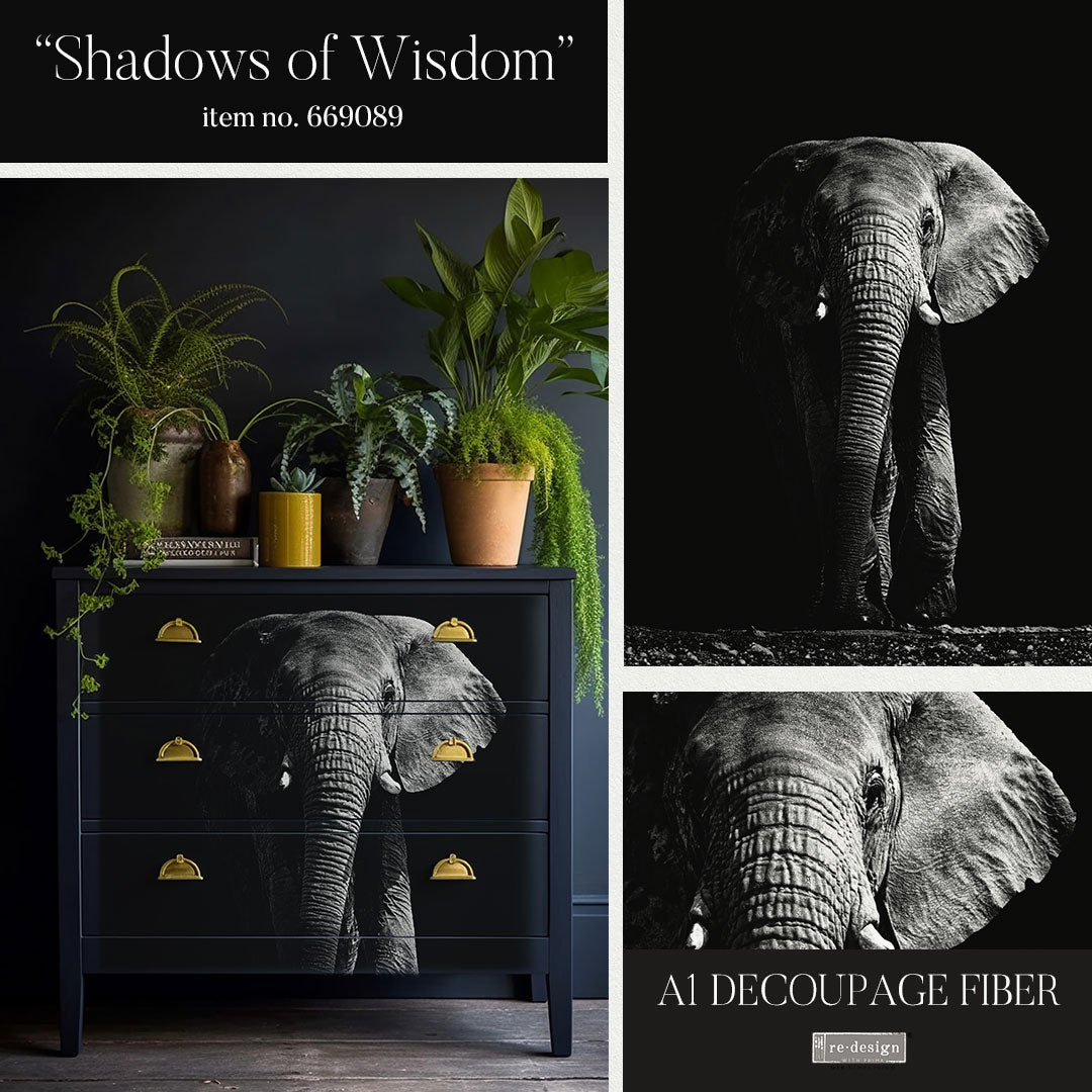 SHADOWS OF WISDOM - A1 DECOUPAGE FIBER PAPER - REDESIGN DECOUPAGE IMAGE - A1 - 23.4" X 33.1"