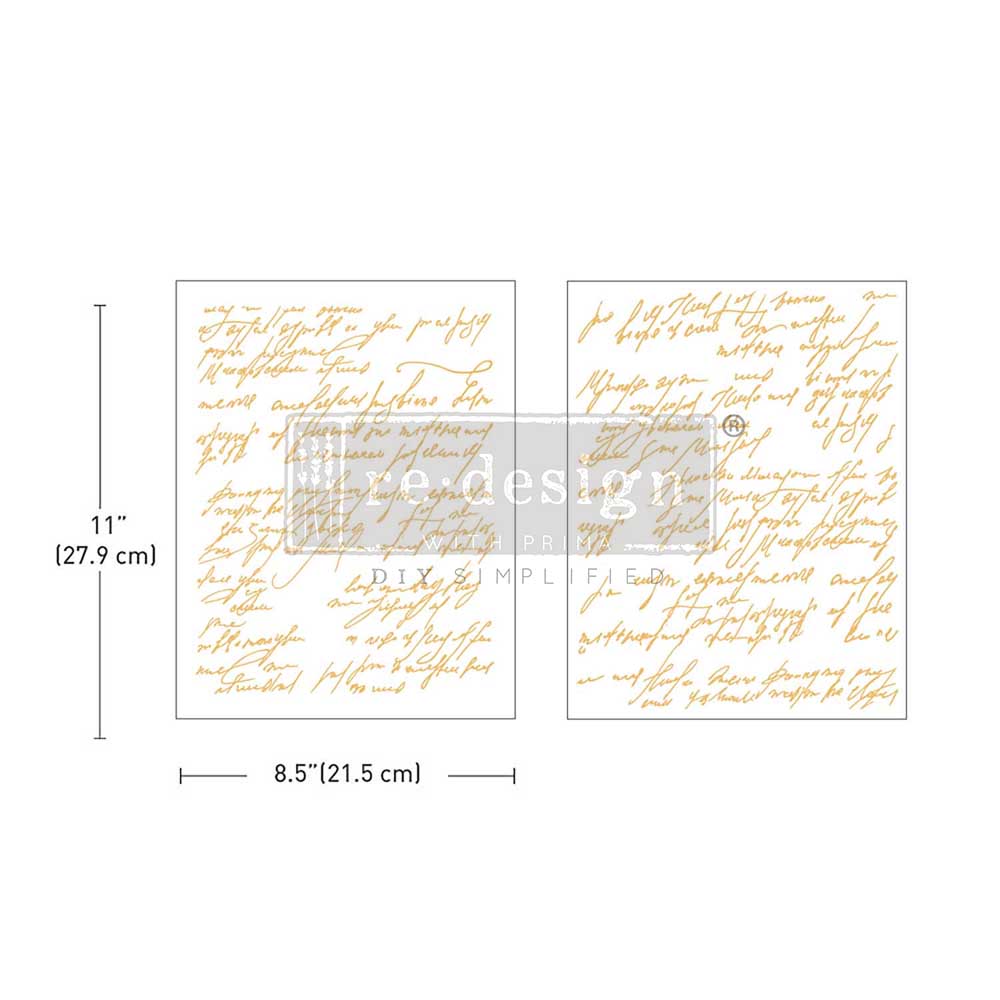 SHIMMERING SCRIPT - MIDDY FOIL TRANSFERS ® KACHA - 2 SHEETS, 8.5″x11″