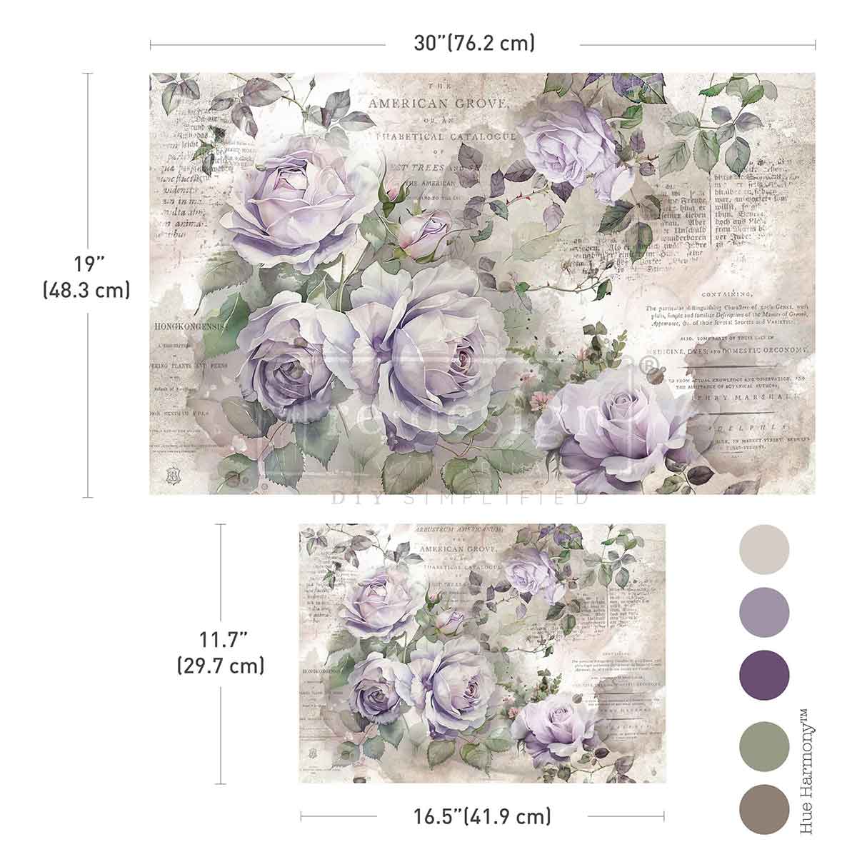 SOFT VEIL - DOUBLE DELIGHT DECOUPAGE FIBRE PAPER SET - Total 2 sheets – 1 sheet, 19.5″x30″ + 1 sheet, 11.7″x16.5″