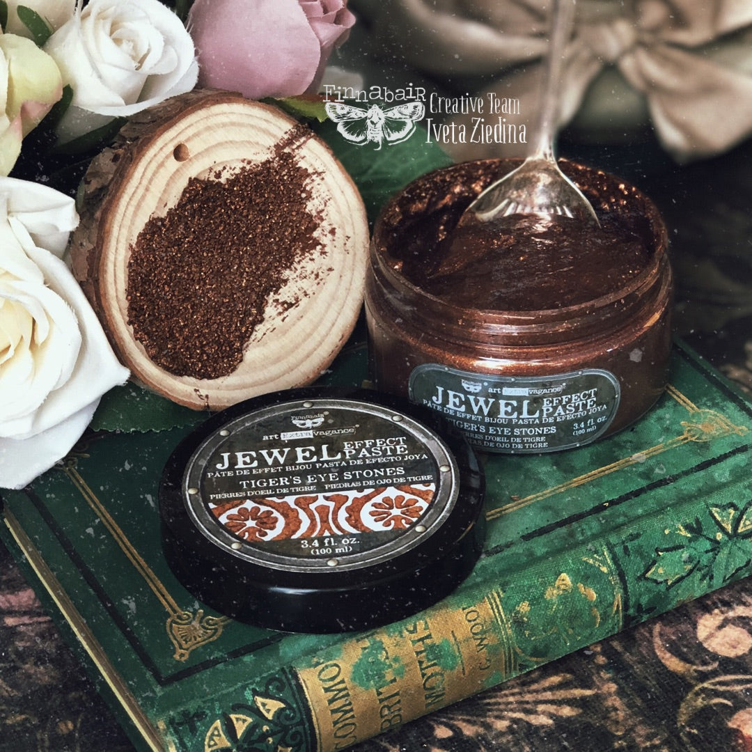 TIGER'S EYE STONES - ART EXTRAVAGANCE - JEWEL TEXTURE PASTE -  1 JAR, 3.4 FL oz ( 100 ml)