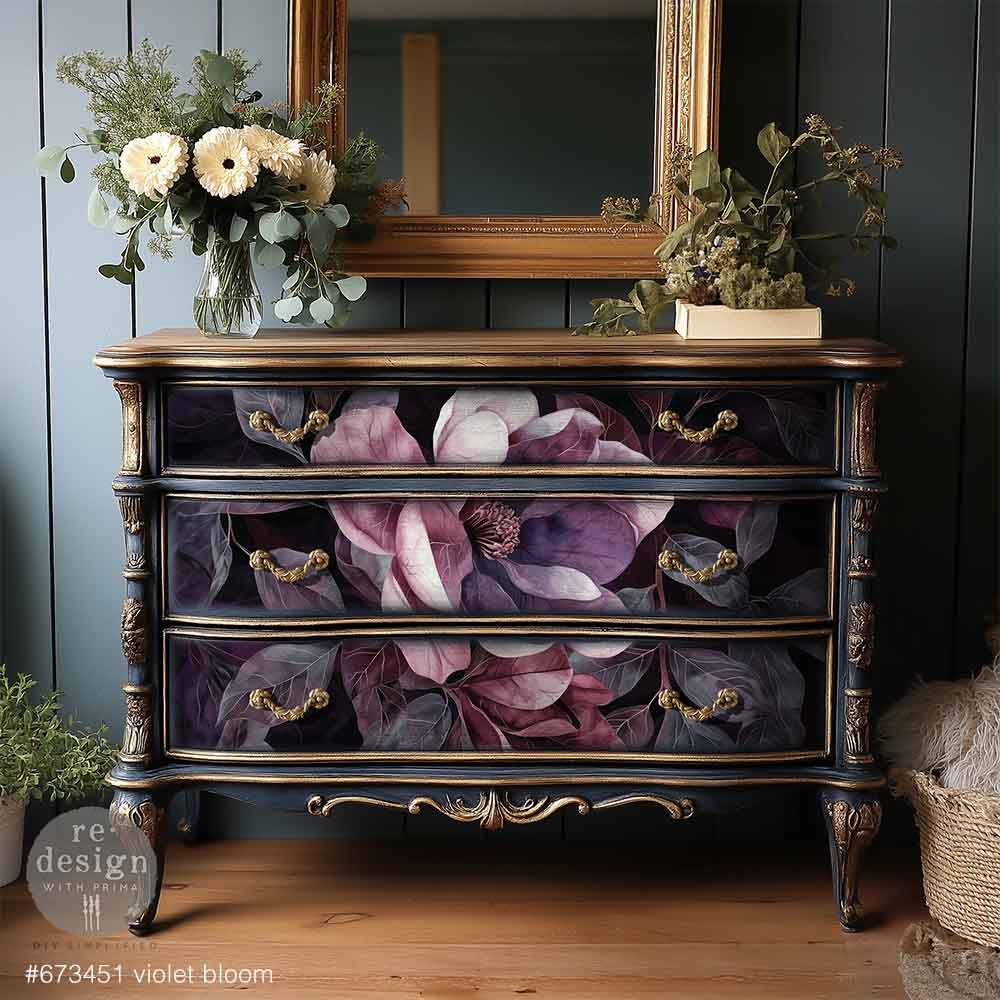 VIOLET BLOOM - REDESIGN WITH PRIMA - A1 DECOUPAGE FIBER PAPER