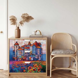 VILLAGE IN COLOR - A1 DECOUPAGE FIBER - REDESIGN WITH PRIMA