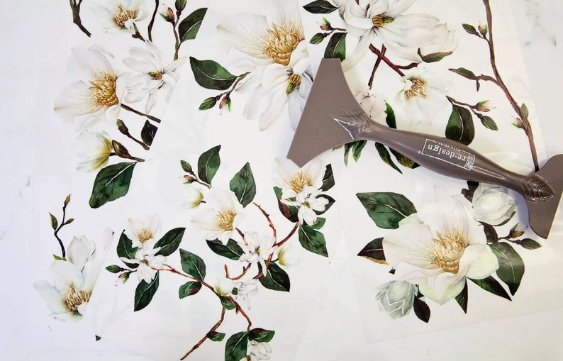 WHITE MAGNOLIA – SMALL TRANSFER -3 SHEETS, 6″X12″ - REDESIGN DECOR TRANSFERS