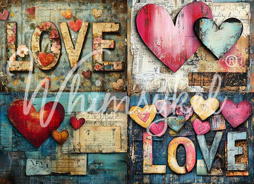 HEARTS OF LOVE - WHIMSYKEL DESIGNS - 18LB DECOUPAGE TISSUE PAPER