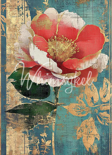 CORAL BLOSSOM - WHIMSYKEL DESIGNS - DECOUPAGE TISSUE PAPER - 18LB TISSUE PAPER