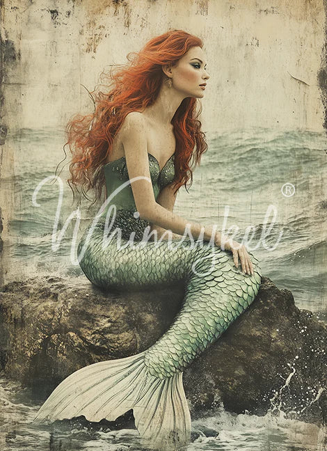 MAIDEN OF THE SEA - WHIMSYKEL DESIGNS - DECOUPAGE TISSUE PAPER - 29" BY 21"