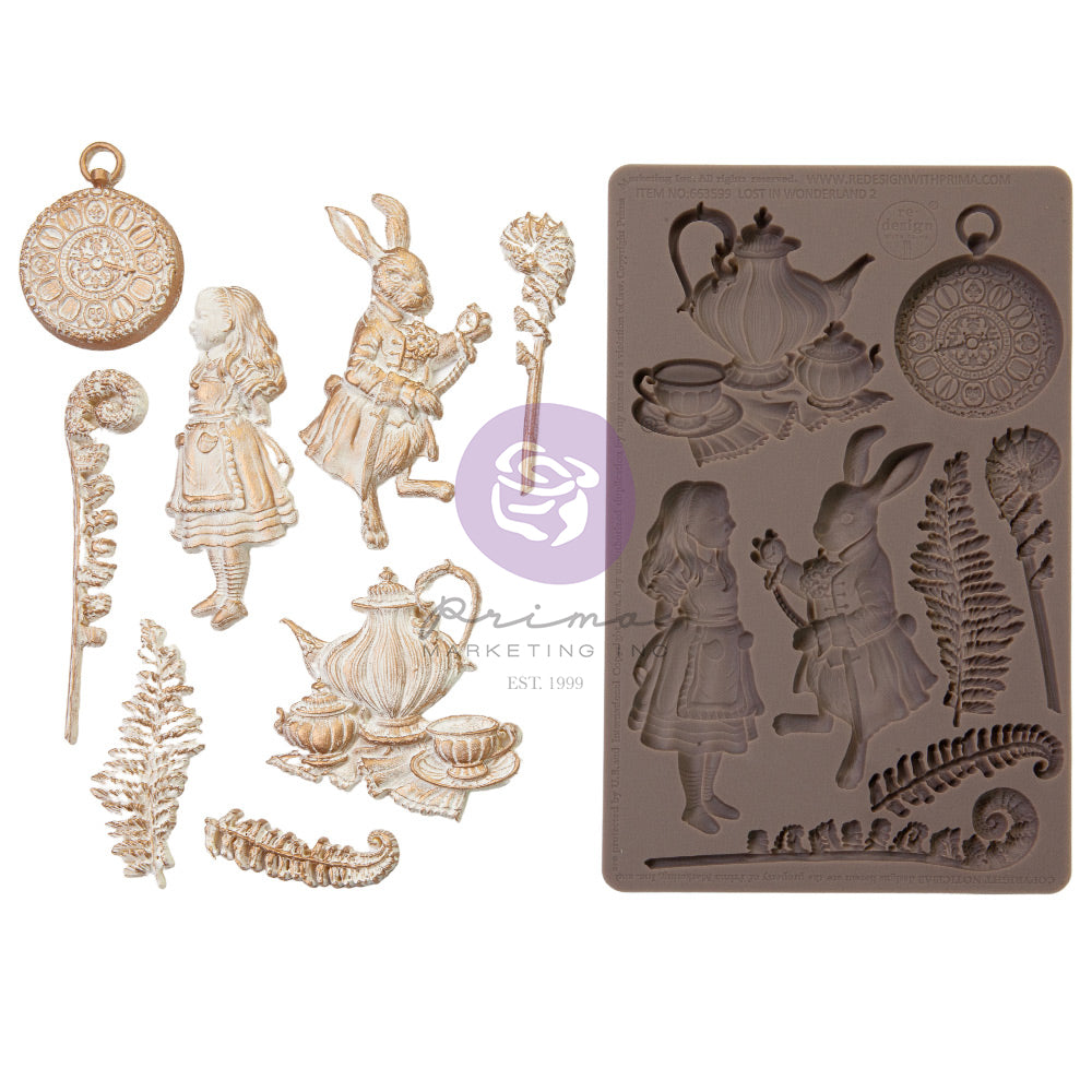 FOLLOWING ALICE  - LOST IN WONDERLAND COLLECTION MOULD  - 1 PC - 5" X 8" X 8MM