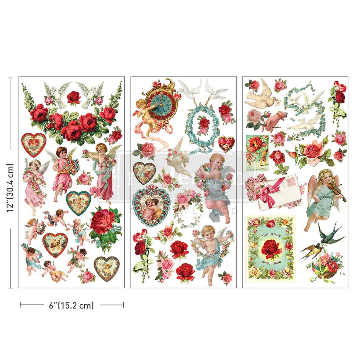 AMOUR AFFAIR – 3 sheets, 6″x12″ - Small Transfers