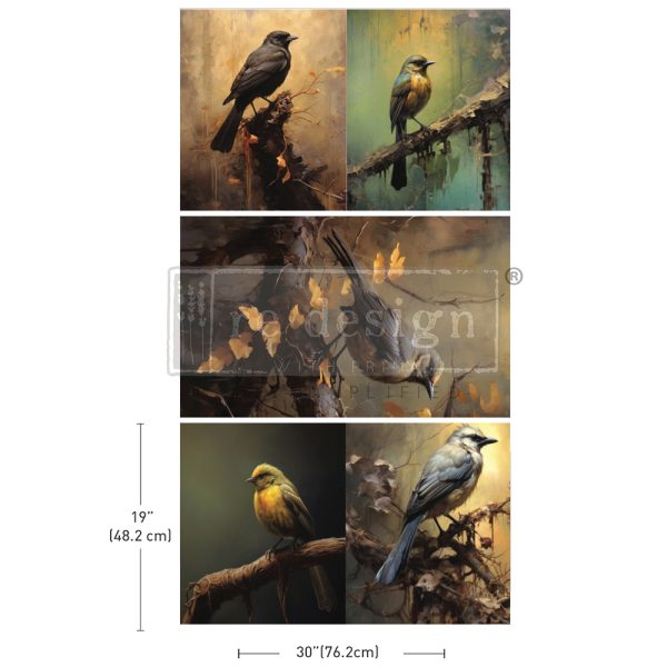 AVIAN DREAMSCAPE - DECOUPAGE DECOR TISSUE PAPER PACK - 3 SHEETS -19.5″X30″ EACH