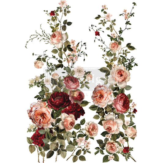 SCARLET EMBRACE - TOTAL SHEET SIZE 24" BY 35" - CUT IN 4 PIECES