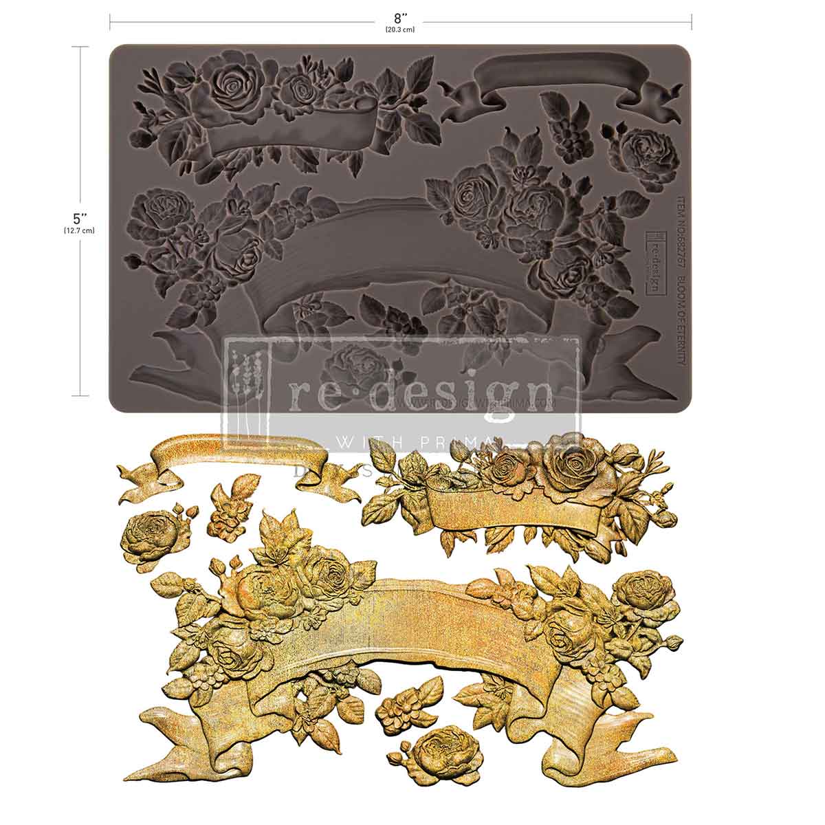 BLOOM OF ETERNITY - DECOR MOULDS - 1 PC , 5" BY 10" BY 8mm