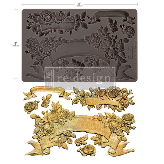 BLOOM OF ETERNITY - DECOR MOULDS - 1 PC , 5" BY 10" BY 8mm
