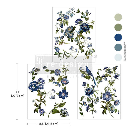 BLUENEST BLOOMS – Middy Transfers® - 3 sheets, 8.5″x11″
