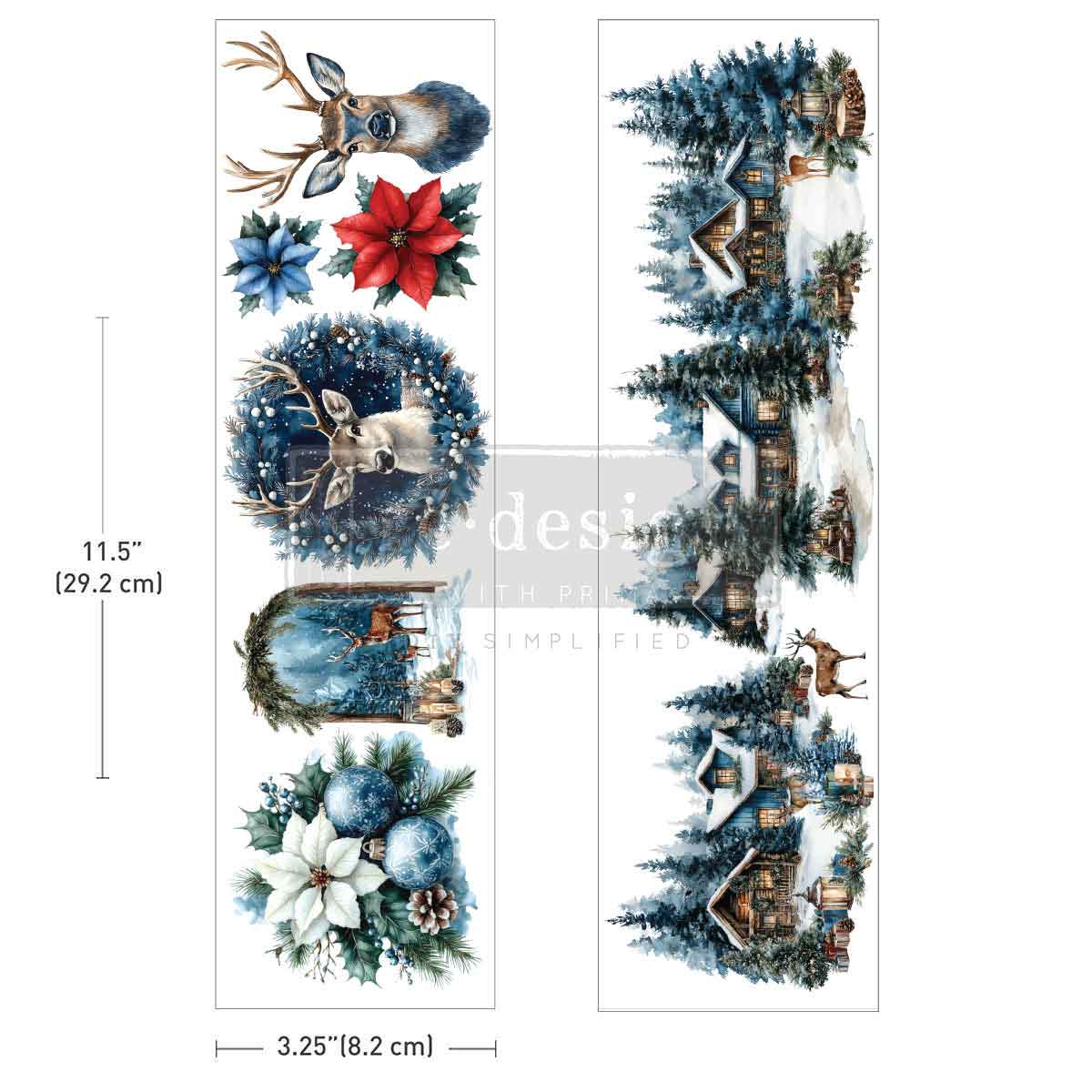 BLUE RIDGE WINTER - LUXE TRANSFERS - 2 SHEETS , 3.25" X 11.5"