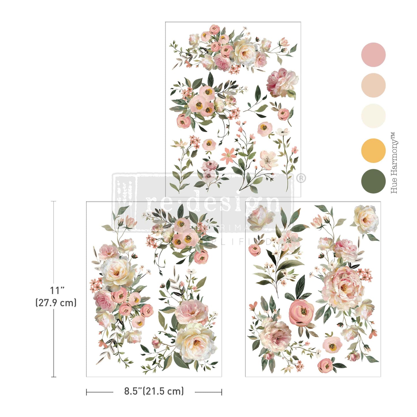 BLUSH REVERIE - MIDDY TRANSFER - 3 SHEETS, 8.5" X 11"