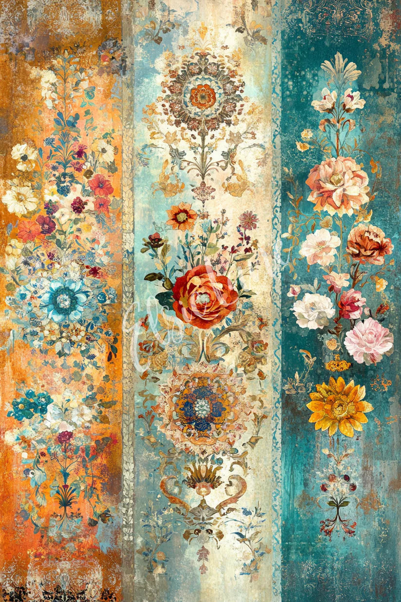 BOHO KANTHA FUSION -ELSIE LANE  DECOUPAGE  TISSUE PAPER - 21" BY 29"