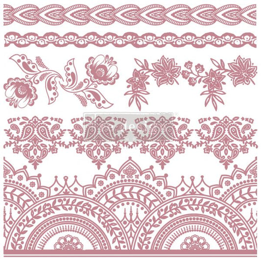BOHEMIAN FLORALS - REDESIGN DECOR STAMP - 12" X 12" 9 6PC)