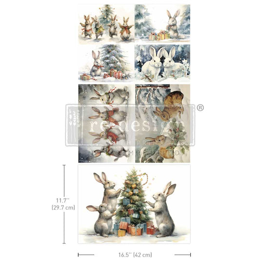 BUNNY WONDERLAND - A3 DECOUPAGE FIBRE PACK -  3 SHEETS, 11.7″x16.5″ each