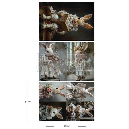 BUNNY MEADOWS CHARM - A3 DECOUPAGE PAPER - 11.7" BY 16.5" - LIMITED EDITION