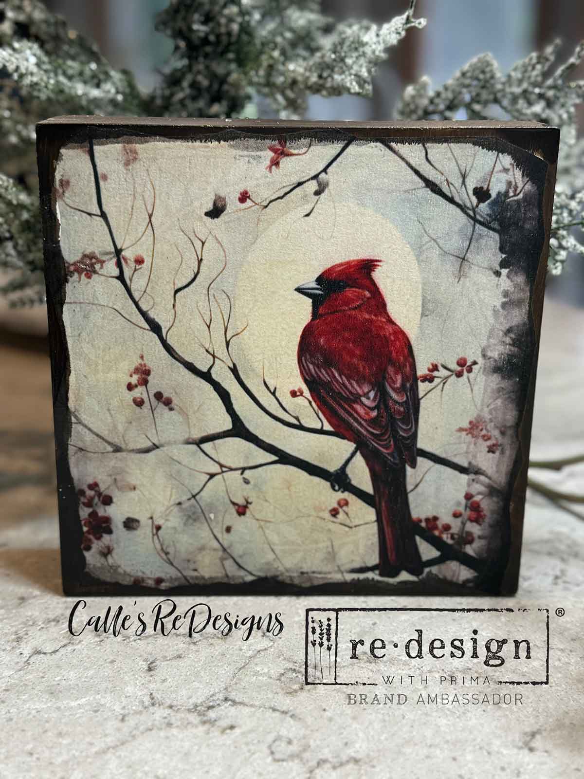 FESTIVE CARDINAL - A3 DECOUPAGE FIBRE PACK -  3 sheets, 11.7″x16.5″ each