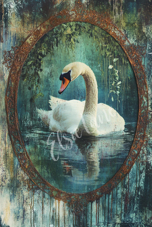 CELADON SWAN - ELSIE LANE DECOUPAGE TISSUE PAPER - 18 LB - 21" BY 29"
