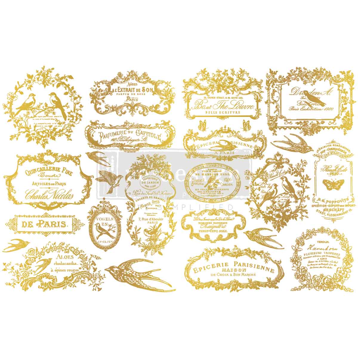 CHANT DU MATIN - H20 TRANSFERS GOLD – 2 SHEETS , 8.5″x11″