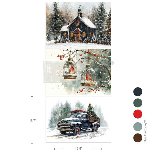 CHRISTMAS BLESSING - A3 Decoupage Fiber Pack - – 3 sheets, 11.7″x16.5″