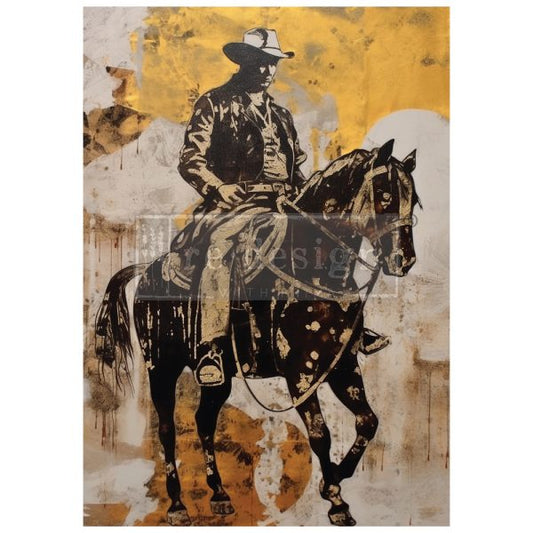 COWBOY CAVALRY  - A1 DECOUPAGE FIBER - 1 SHEET, A1 SIZE