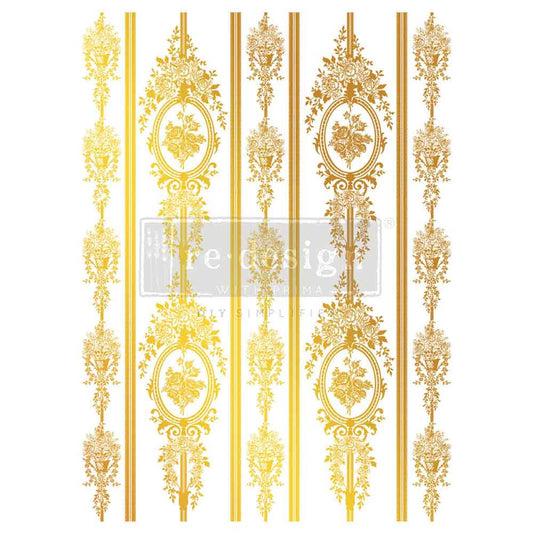 CHATEAU FILIGREE -  Decor Transfers® Gold Foil by Kacha -total sheet size 18″x24″, cut into 2 sheets